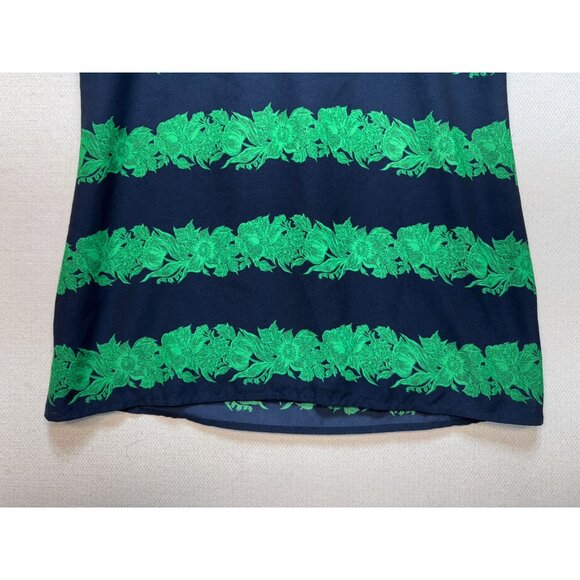 J.Crew Silk Ruffle Blouse Top in Beanstalk Stripe Womens Size 0 Navy Green Retro - Picture 10 of 11